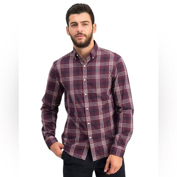 Michael Kors Men's Abner Plaid Slim Fit Button Up Shirt - Size XXL - Picture 1 of 9